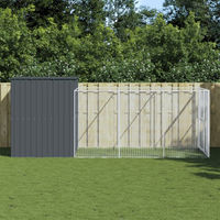 Produktbild von Vidaxl Hundehütte aus Metall in Grau mit Auslauf