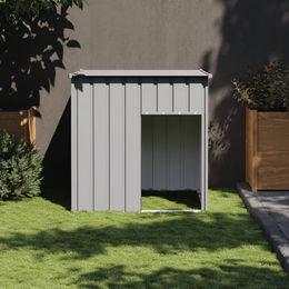 vidaXL Hundehütte aus Metall mit Dach Hellgrau 110 x 103 x 109 cm – Bild 1 von 5
