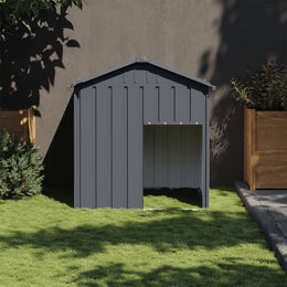 vidaXL Hundehütte aus Metall mit Dach in Anthrazit 117x103x123 cm – Bild 1 von 5