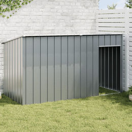 vidaXL Hundehütte aus Metall mit Dach in Anthrazit 196x91x110 cm – Bild 1 von 5