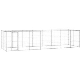 vidaXL Hundehütte aus Metall mit wasserabweisender Überdachung in Silber – Bild 1 von 13