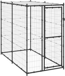 VidaXL Hundehütte aus Metall mit wasserdichtem Dach in Schwarz – Bild 1 von 3
