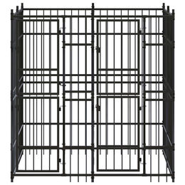 vidaXL Hundehütte aus Metall Schwarz Outdoor-Hundezwinger – Bild 1 von 5