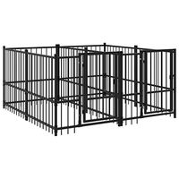 Produktbild von vidaXL Hundehütte aus Metall Schwarz Outdoor Hundezwinger