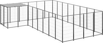 vidaXL Hundehütte aus Metall Schwarz wasserdicht – Bild 1 von 11