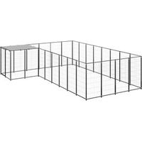 Produktbild von vidaXL Hundehütte aus Metall Schwarz wasserdicht