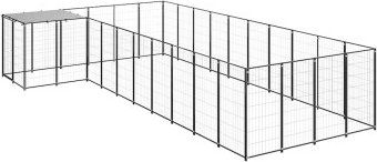 vidaXL Hundehütte aus Metall Schwarz wasserdicht – Bild 1 von 3