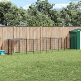 VidaXL Hundehütte aus Metall wasserdicht Schwarz Grau – Bild 1 von 6