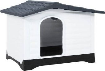 VidaXL Hundehütte aus Polypropylen grau wasserdicht 90 x 68 x 66 cm – Bild 1 von 12