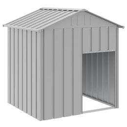 vidaXL Hundehütte Hundezwinger aus Metall mit wasserdichtem Dach in Grau – Bild 1 von 5