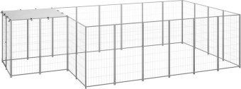 VidaXL Hundehütte Hundezwinger aus Metall wasserdicht Silber – Bild 1 von 2