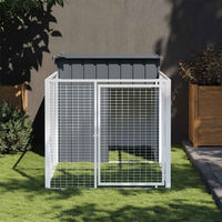 Produktbild von vidaXL Hundehütte mit Auslauf aus Metall in Anthrazit 110x201x110cm