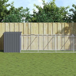 Vidaxl Hundehütte mit Auslauf aus Metall in Anthrazit 110x609x110 cm – Bild 1 von 4