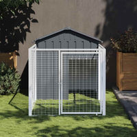 Produktbild von vidaXL Hundehütte mit Auslauf aus Metall in Anthrazit 117x201x123cm