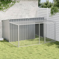 Produktbild von Vidaxl Hundehütte mit Auslauf aus Metall in Anthrazit 197x194x110 cm