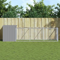Produktbild von Vidaxl Hundehütte mit Auslauf aus Metall in Grau 110x405x110 cm