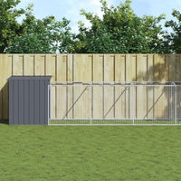 Produktbild von Vidaxl Hundehütte mit Auslauf aus Metall in Grau 110x813x110cm
