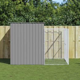 Vidaxl Hundehütte mit Auslauf aus Metall in Grau 214x253x181 cm – Bild 1 von 6
