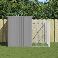Produktbild von Vidaxl Hundehütte mit Auslauf aus Metall in Grau 214x253x181 cm