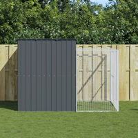 Produktbild von Vidaxl Hundehütte mit Auslauf aus Metall in Grau 214x253x181 cm