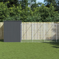 Produktbild von Vidaxl Hundehütte mit Auslauf aus Stahl in Anthrazit 214 x 86,5 x 181 cm