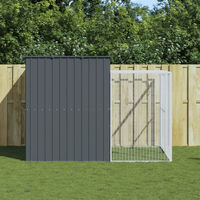 Produktbild von Vidaxl Hundehütte mit Auslauf aus Stahl in Anthrazit 214x253x181 cm