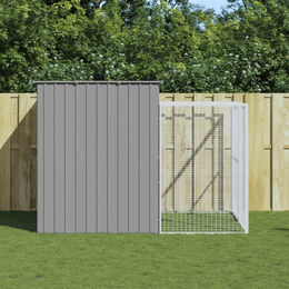 Vidaxl Hundehütte mit Auslauf aus Stahl in Grau 214x253x181 cm – Bild 1 von 2