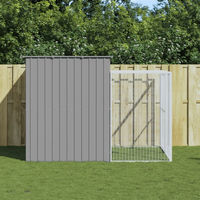 Produktbild von Vidaxl Hundehütte mit Auslauf aus Stahl in Grau 214x253x181 cm