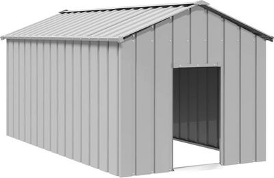 Vidaxl Hundehütte mit Dach aus Edelstahl in Grau 114 x 202 x 101 cm – Bild 1 von 3