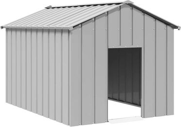 Vidaxl Hundehütte mit Dach aus Edelstahl in Grau, wasserdicht, 113 x 153 x 101 cm – Bild 1 von 2