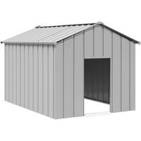 Produktbild von Vidaxl Hundehütte mit Dach aus Edelstahl in Grau, wasserdicht, 113 x 153 x 101 cm