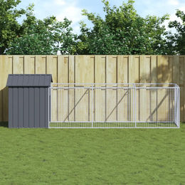 Vidaxl Hundehütte mit Dach in Anthrazit aus Edelstahl 117x405x123 cm – Bild 1 von 3
