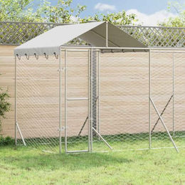 vidaXL Hundehütte Outdoor aus verzinktem Metall mit wasserdichtem Dach in Silber – Bild 1 von 2