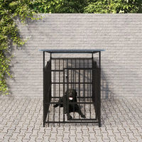 Produktbild von Vidaxl Hundehütte Outdoor-Hundezwinger aus Metall mit Dach in Schwarz 1,88 m²