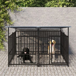 Vidaxl Hundehütte Outdoor Hundezwinger aus Metall Schwarz 3,75 m² – Bild 1 von 3