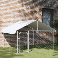 Produktbild von vidaXL Hundehütte Outdoor Hundezwinger mit Dach in Weiß und Silber