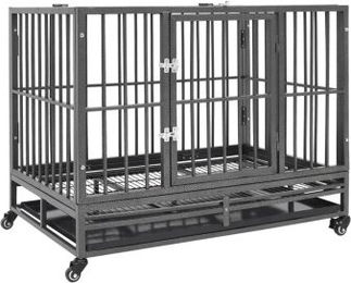 vidaXL Hundekäfig aus Stahl mit Rollen Schwarz für Welpen – Bild 1 von 3