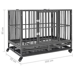 vidaXL Hundekäfig aus Stahl mit Rollen 102x72x85cm Hundetransportbox – Bild 1 von 3