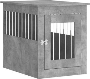 VidaXL Hundekäfig im Möbelstil als abschließbare Hundebox und Beistelltisch Betongrau 55x75x65 cm – Bild 1 von 12