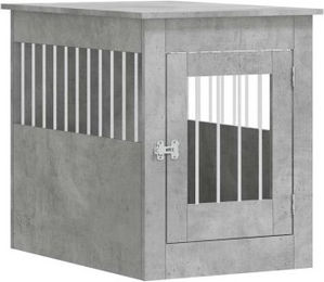 vidaXL Hundekäfig im Möbelstil als abschließbare Hundebox und Beistelltisch Betongrau 55x80x68 cm – Bild 1 von 11