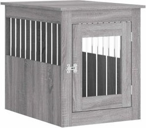 VidaXL Hundekäfig im Möbelstil als abschließbare Hundebox und Beistelltisch Grau Sonoma 55x75x65 cm – Bild 1 von 12