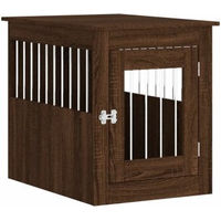 Produktbild von vidaXL Hundekäfig im Möbelstil als abschließbare Hundebox und Beistelltisch in Braun Eichen-Optik 55x75x65 cm