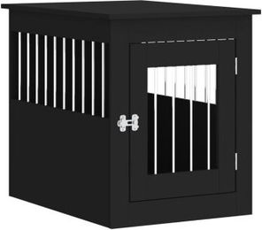 VidaXL Hundekäfig im Möbelstil als abschließbare Hundebox und Beistelltisch Schwarz 55x75x65 cm – Bild 1 von 12