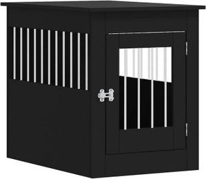 VidaXL Hundekäfig im Möbelstil als abschließbare Hundebox und Beistelltisch Schwarz 55x80x68 cm – Bild 1 von 11