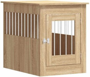 vidaXL Hundekäfig im Möbelstil als abschließbare Hundebox und Beistelltisch Sonoma-Eiche 55x80x68 cm – Bild 1 von 8