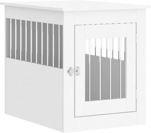 vidaXL Hundekäfig im Möbelstil als abschließbare Hundebox und Beistelltisch Weiß 55x75x65 cm – Bild 1 von 12