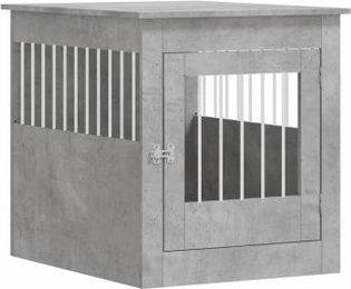 vidaXL Hundekäfig im Möbelstil als Beistelltisch mit 2-in-1-Funktion, abschließbare Hundebox in Betongrau, 80 x 64,5 x 71 cm – Bild 1 von 8