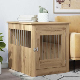 vidaXL Hundekäfig im Möbelstil Artisan-Eiche 64,5x80x71 cm Abschließbar und Belüftet – Bild 1 von 7