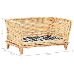 vidaXL Hundekorb aus Weide mit Kissen Natur 50x33x30 cm – Bild 1 von 3