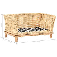 Produktbild von vidaXL Hundekorb aus Weide mit Kissen Natur 50x33x30 cm